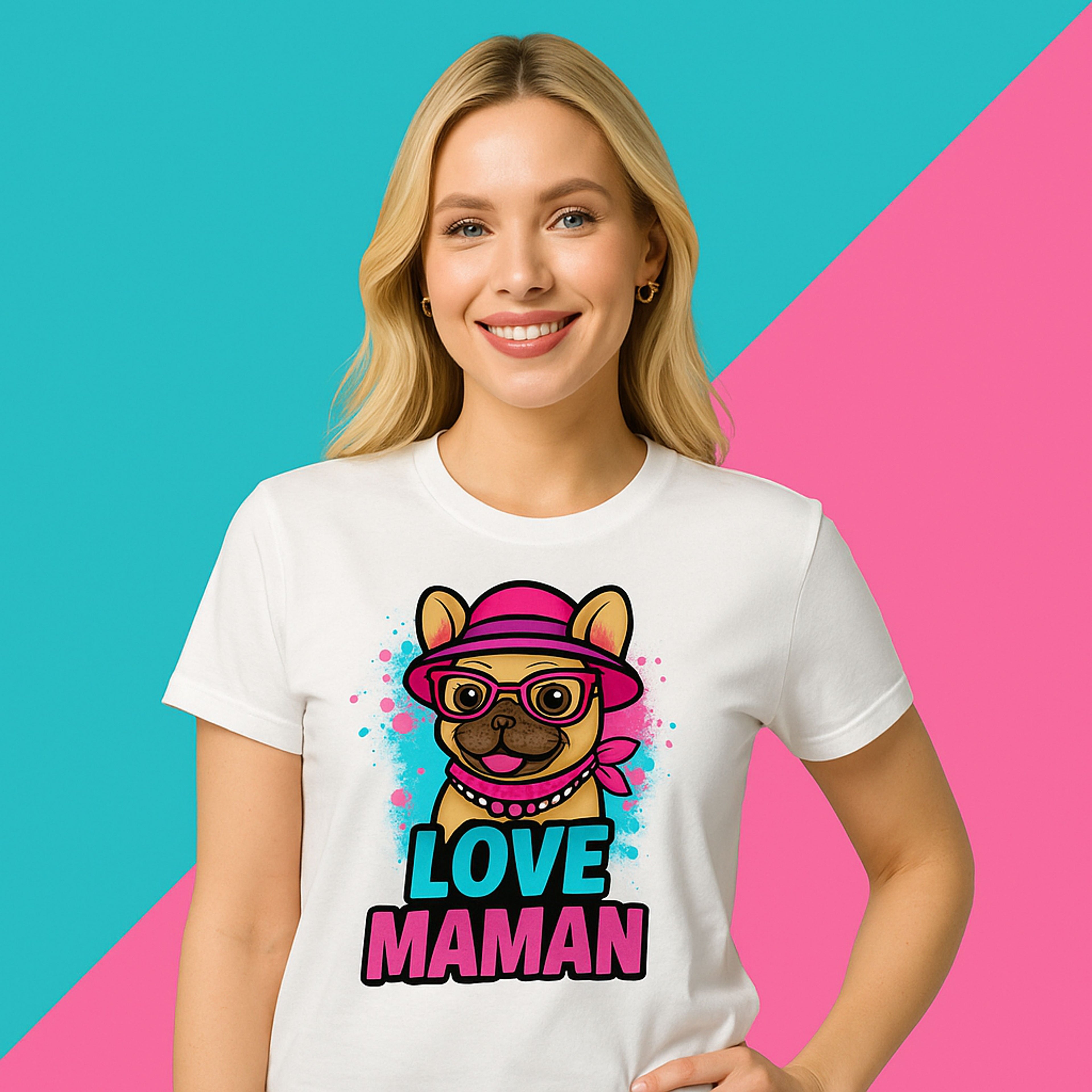 T-shirt Bouledogue Français Love Maman – Cadeau original