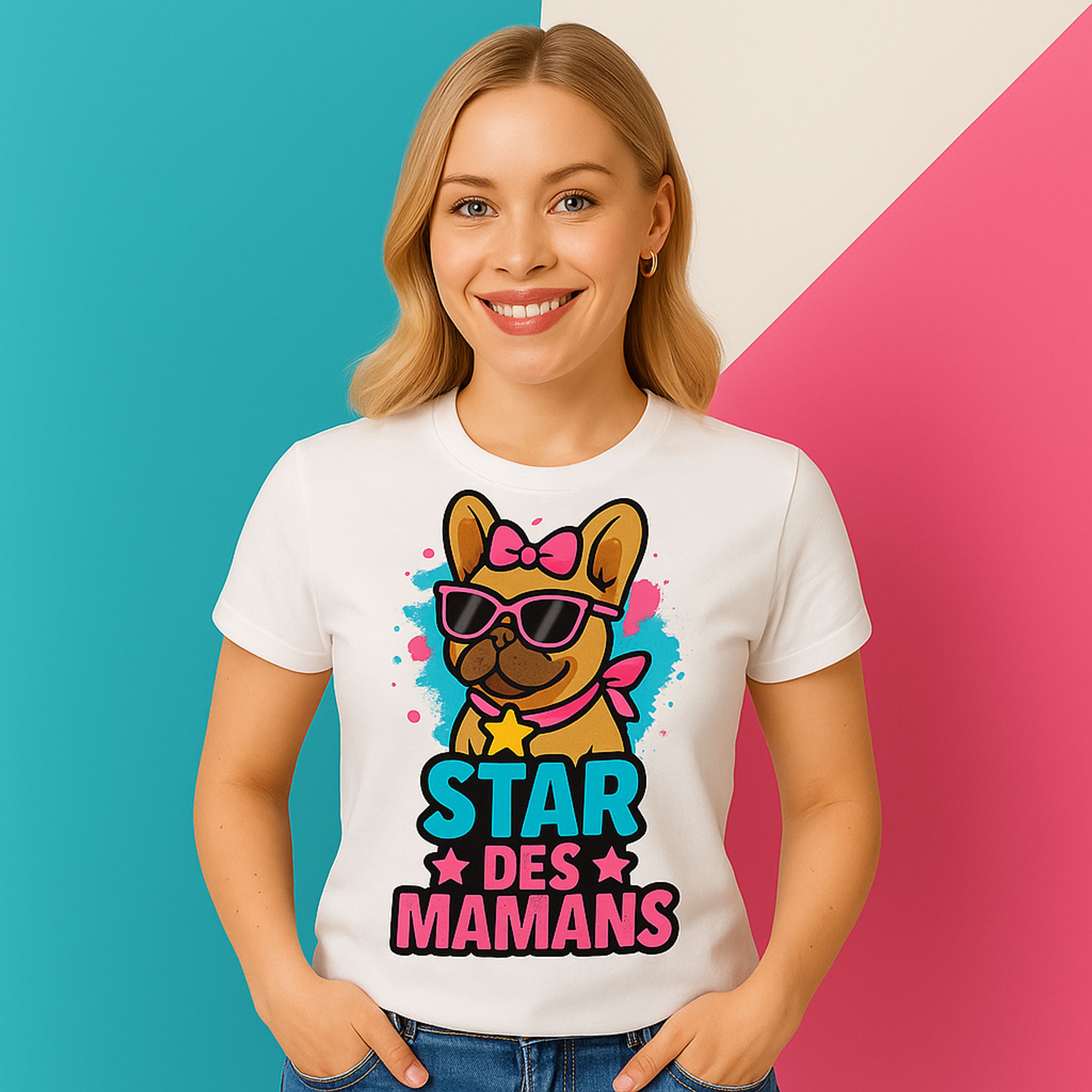 T-shirt Bouledogue Français Stars des Mamans – Cadeau original