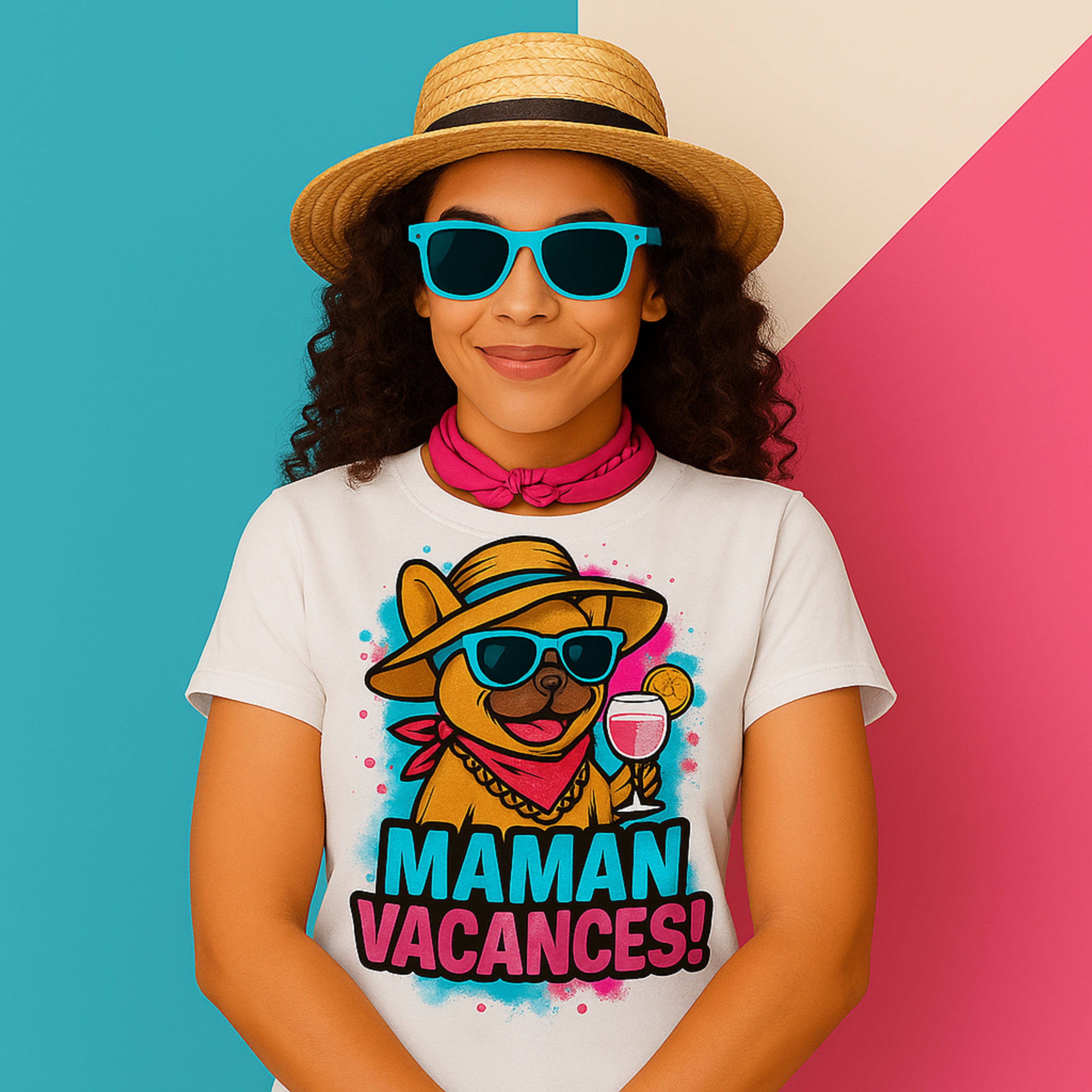 T-shirt Bouledogue Français Maman Vacances – Cadeau original
