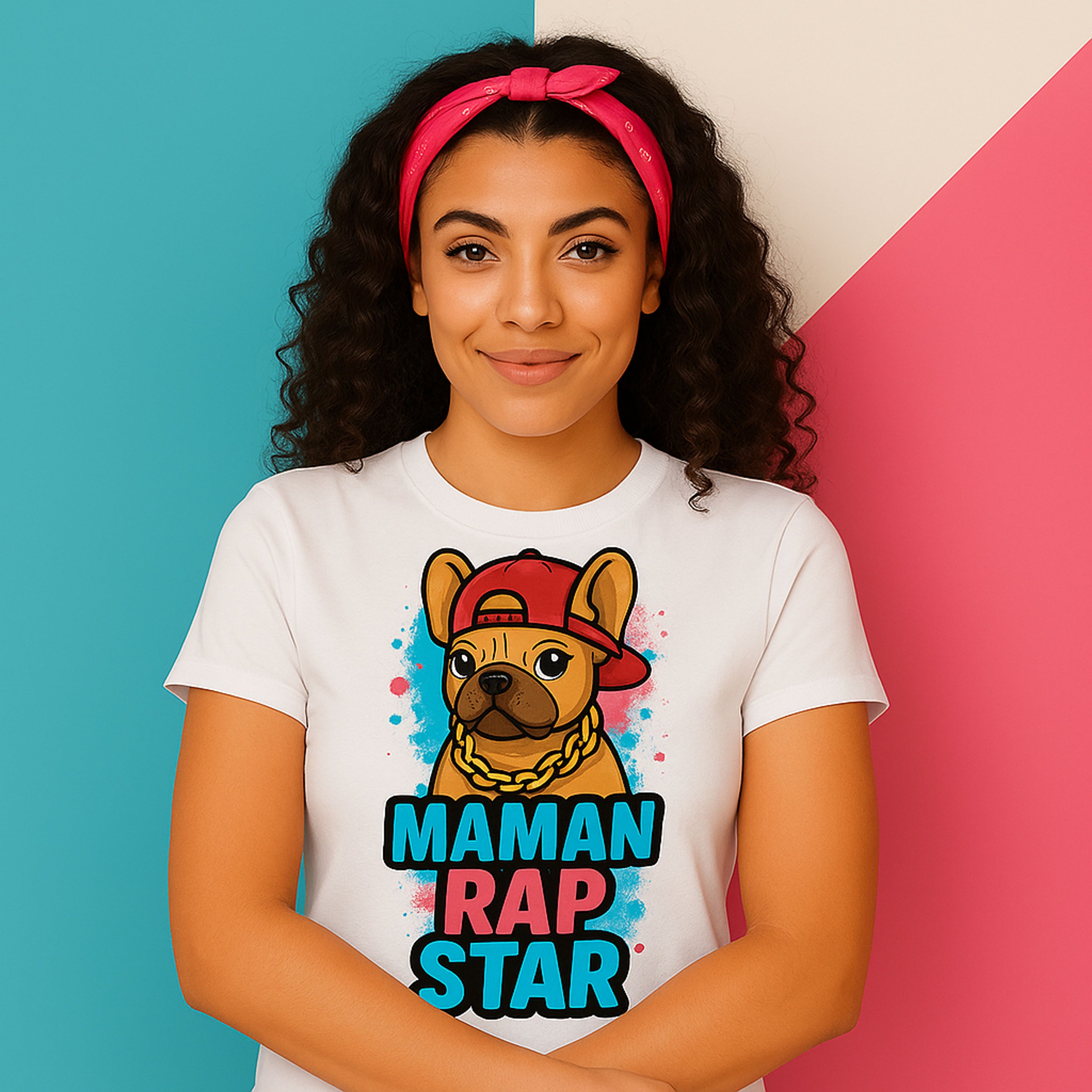 T-shirt Bouledogue Français Maman Rap Star – Cadeau original