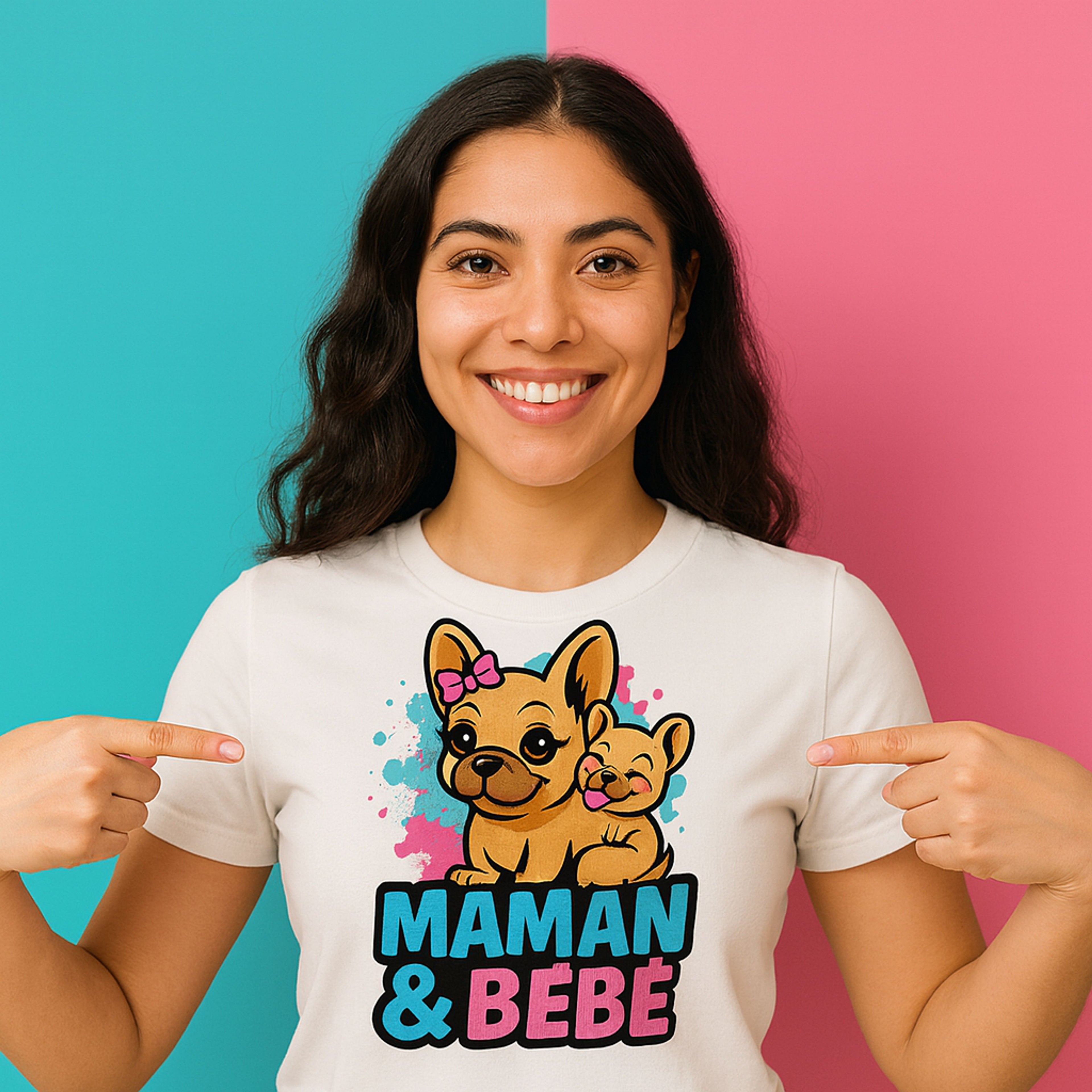 T-shirt Bouledogue Français Maman et Bébé – Cadeau original