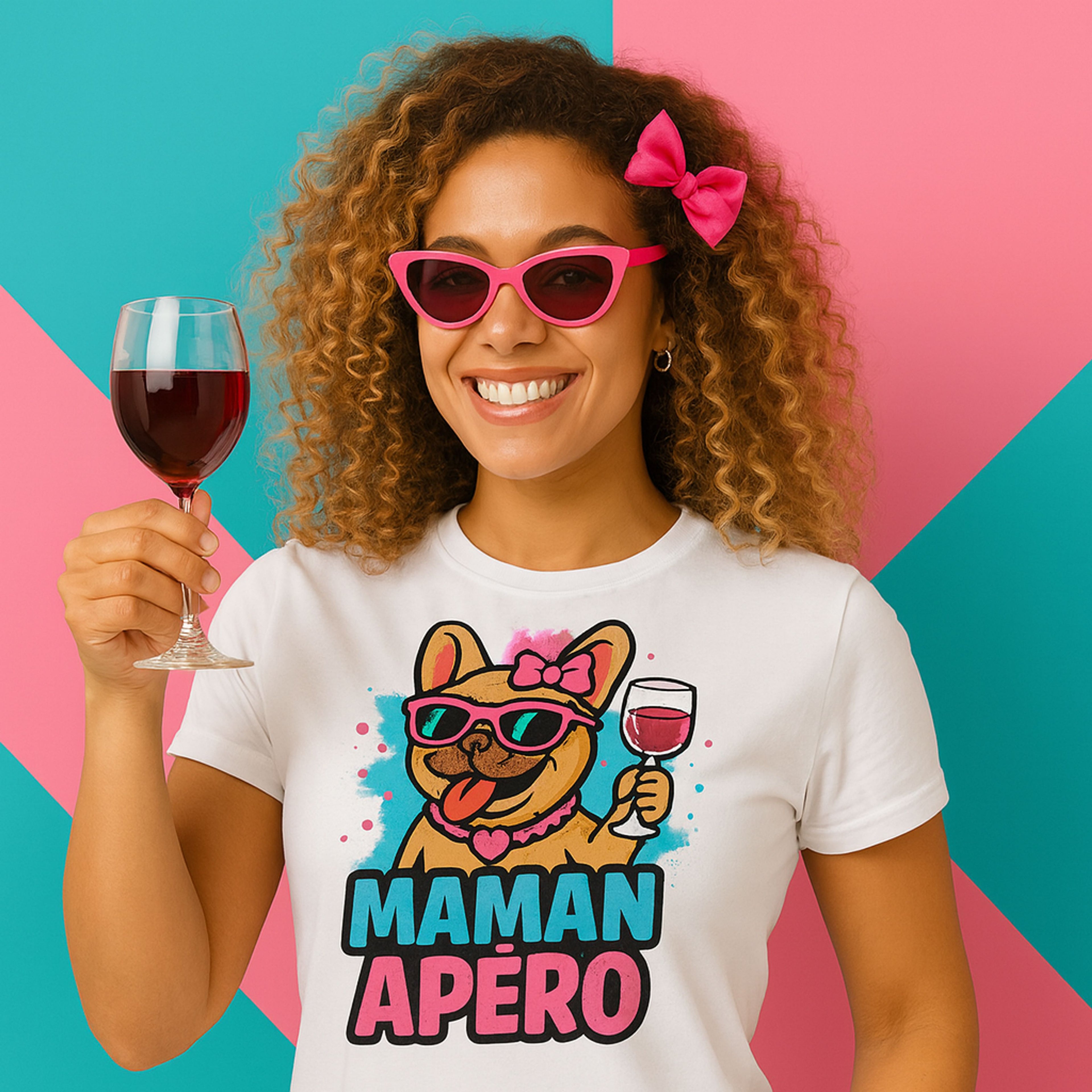 T-shirt Bouledogue Français Maman Apéro – Cadeau original