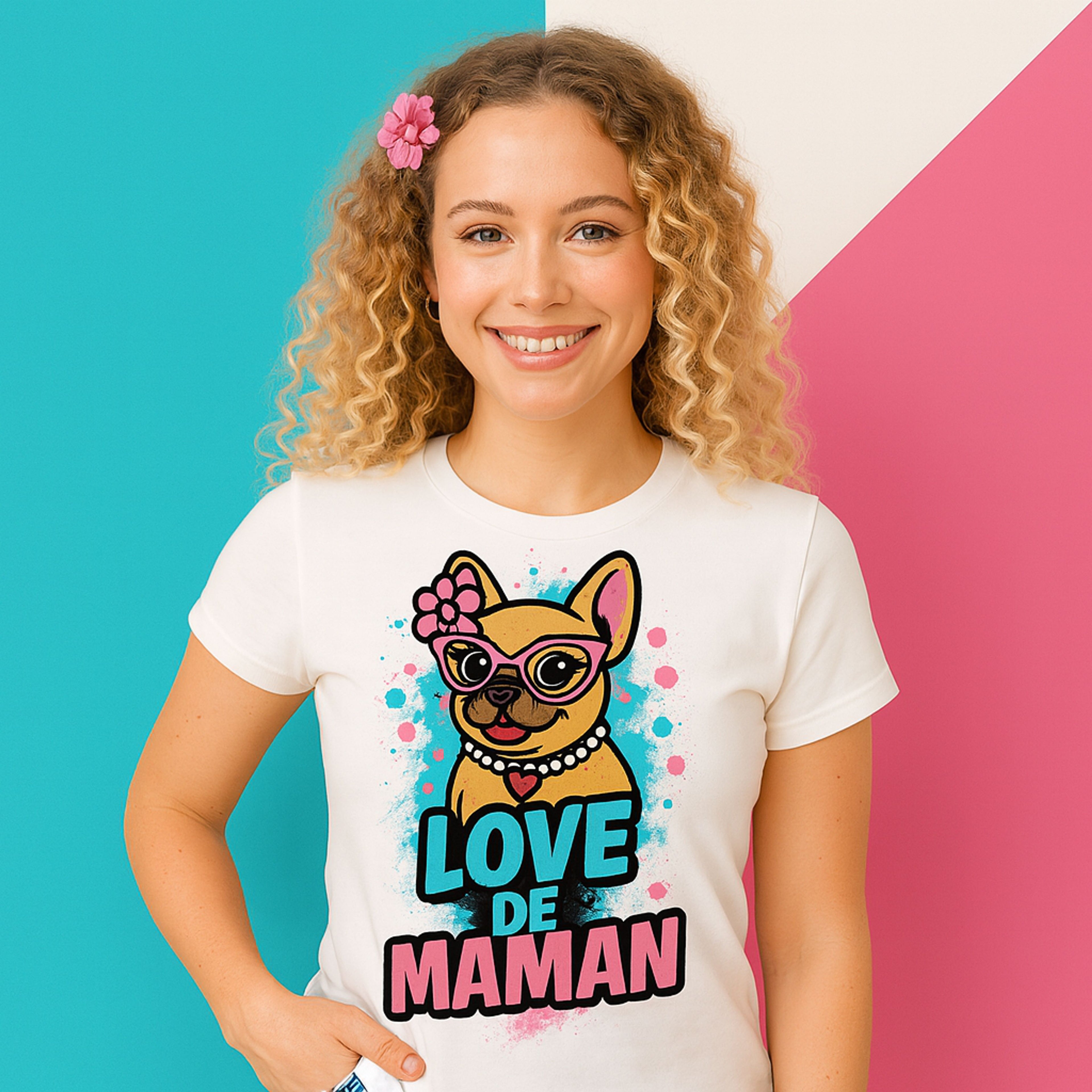 T-shirt Bouledogue Français Love de Maman – Cadeau original