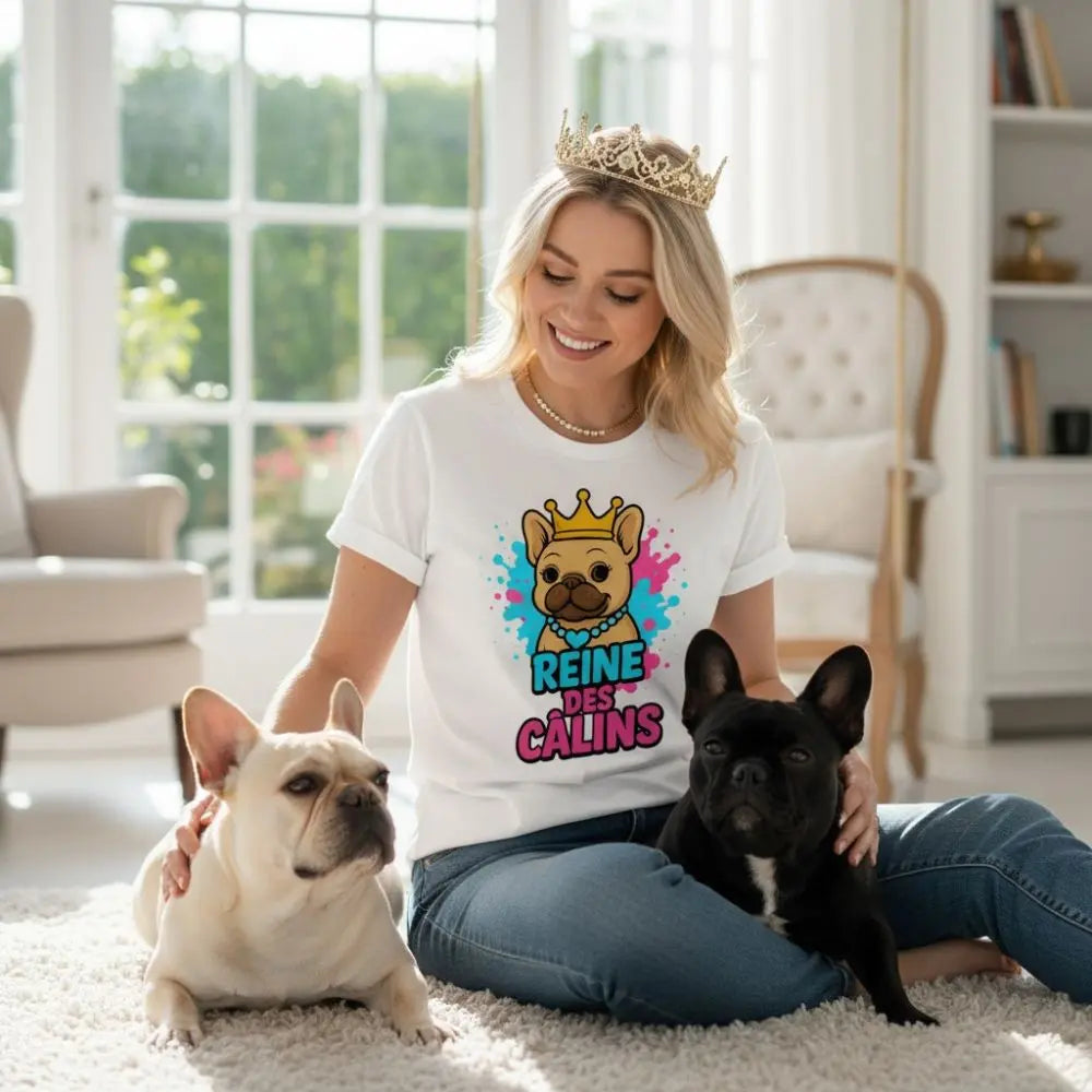 Reine des Câlins 🐾 | T-shirt Bouledogue Français FrenchBulle