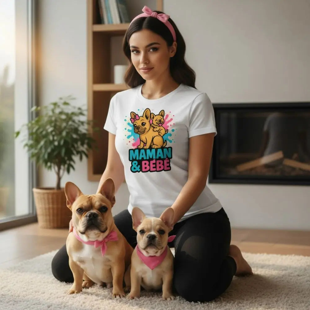 Duo Maman & Bébé 👩‍👧 | T-shirt Bouledogue Français - FrenchBulle  