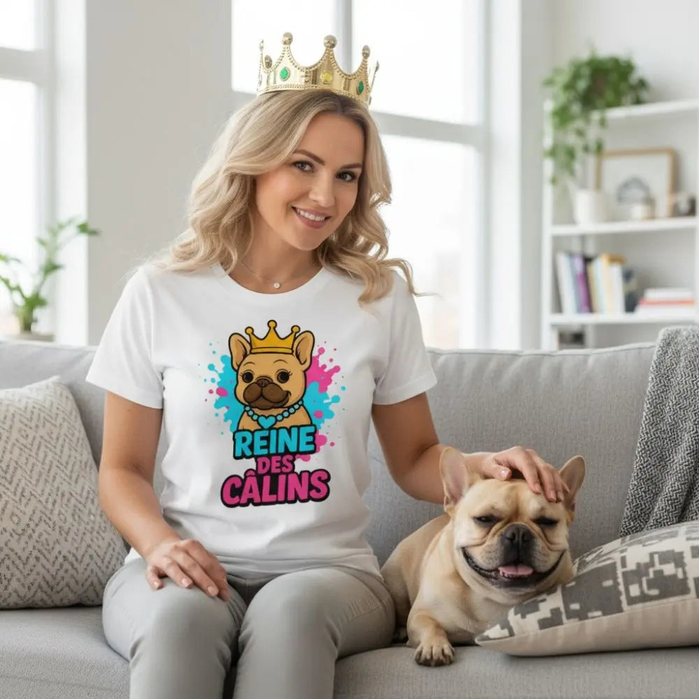 Reine des Câlins 🐾 | T-shirt Bouledogue Français FrenchBulle