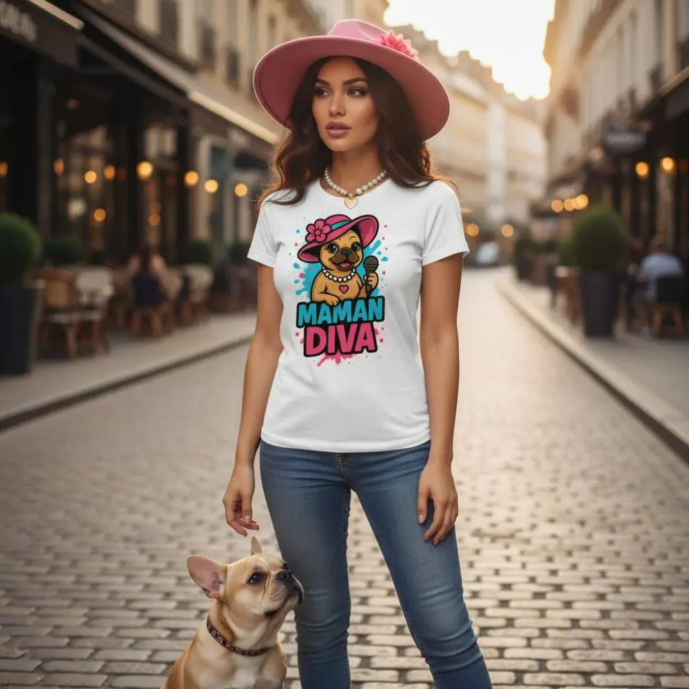 Maman Diva 👑 | T-shirt Bouledogue Français Chic - FrenchBulle  