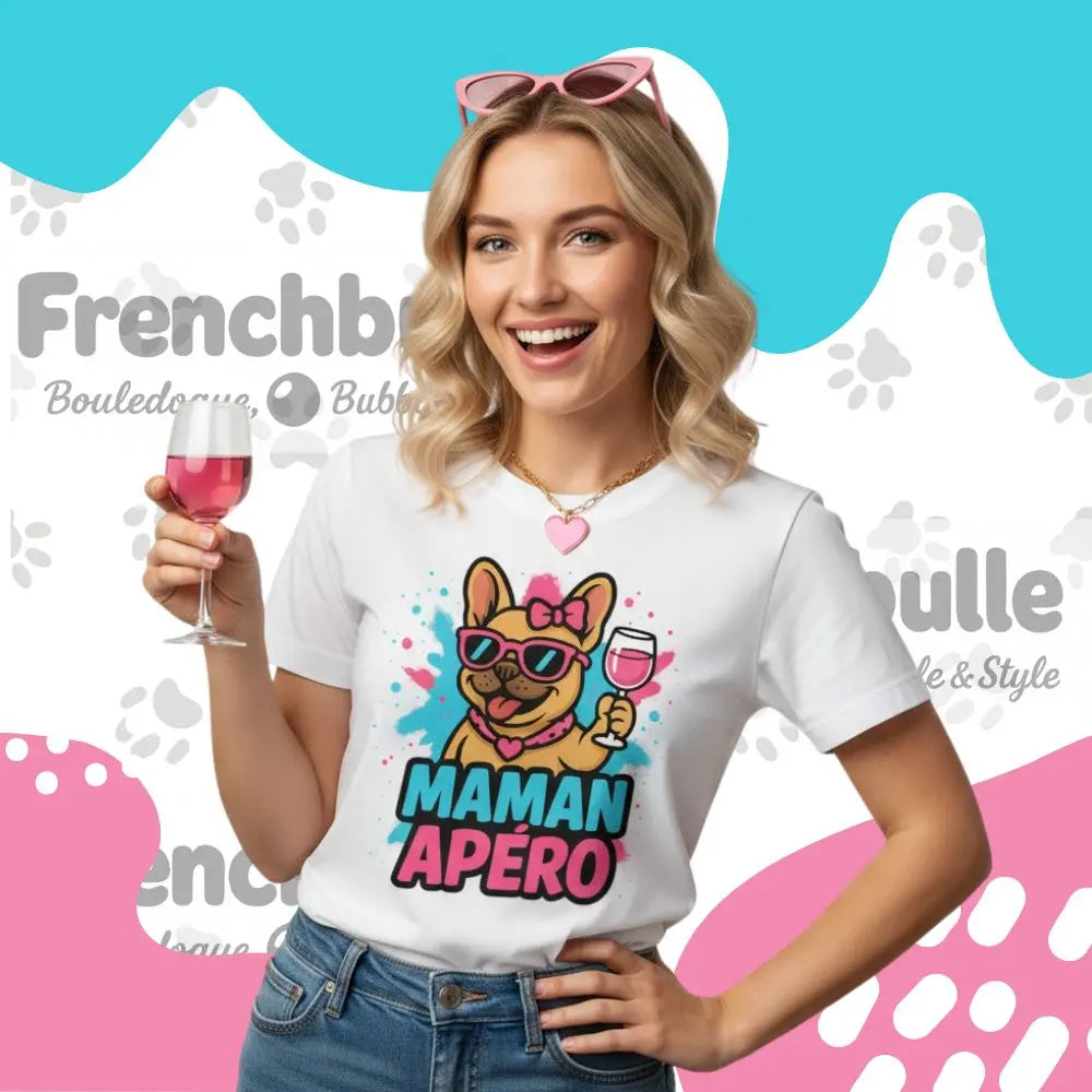 Maman Apéro 🍸 | T-shirt Bouledogue Français - FrenchBulle  