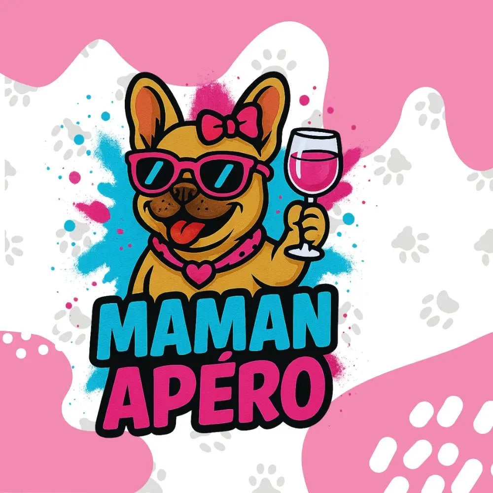 Maman Apéro 🍸 | T-shirt Bouledogue Français - FrenchBulle  