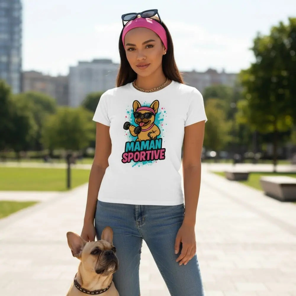Maman Sportive 💪 | T-shirt Bouledogue Français FrenchBulle