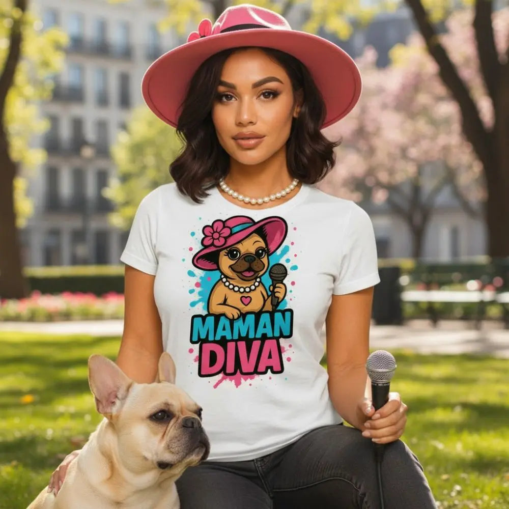 Maman Diva 👑 | T-shirt Bouledogue Français Chic - FrenchBulle  