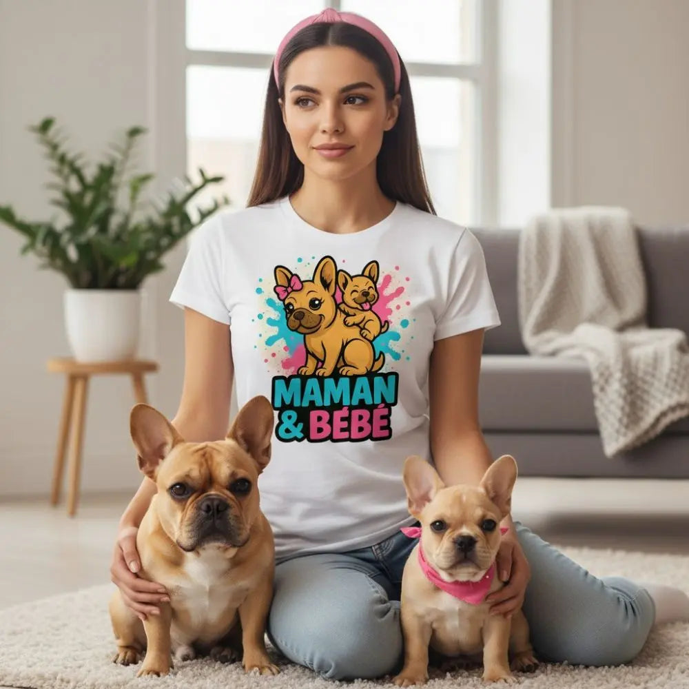 Duo Maman & Bébé 👩‍👧 | T-shirt Bouledogue Français - FrenchBulle  