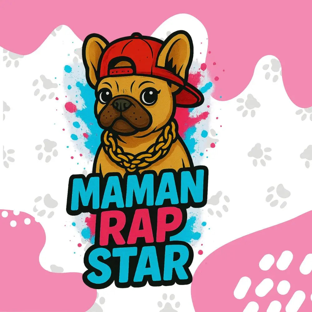 T-shirt Femme Frenchie | Maman Rap Star 🎤 - FrenchBulle  
