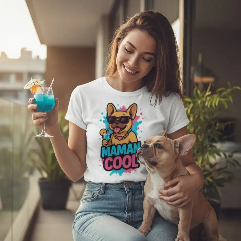T-shirt Bouledogue Français “Maman Cool” – Le Cadeau Parfait Pour les Amoureuses de Frenchies