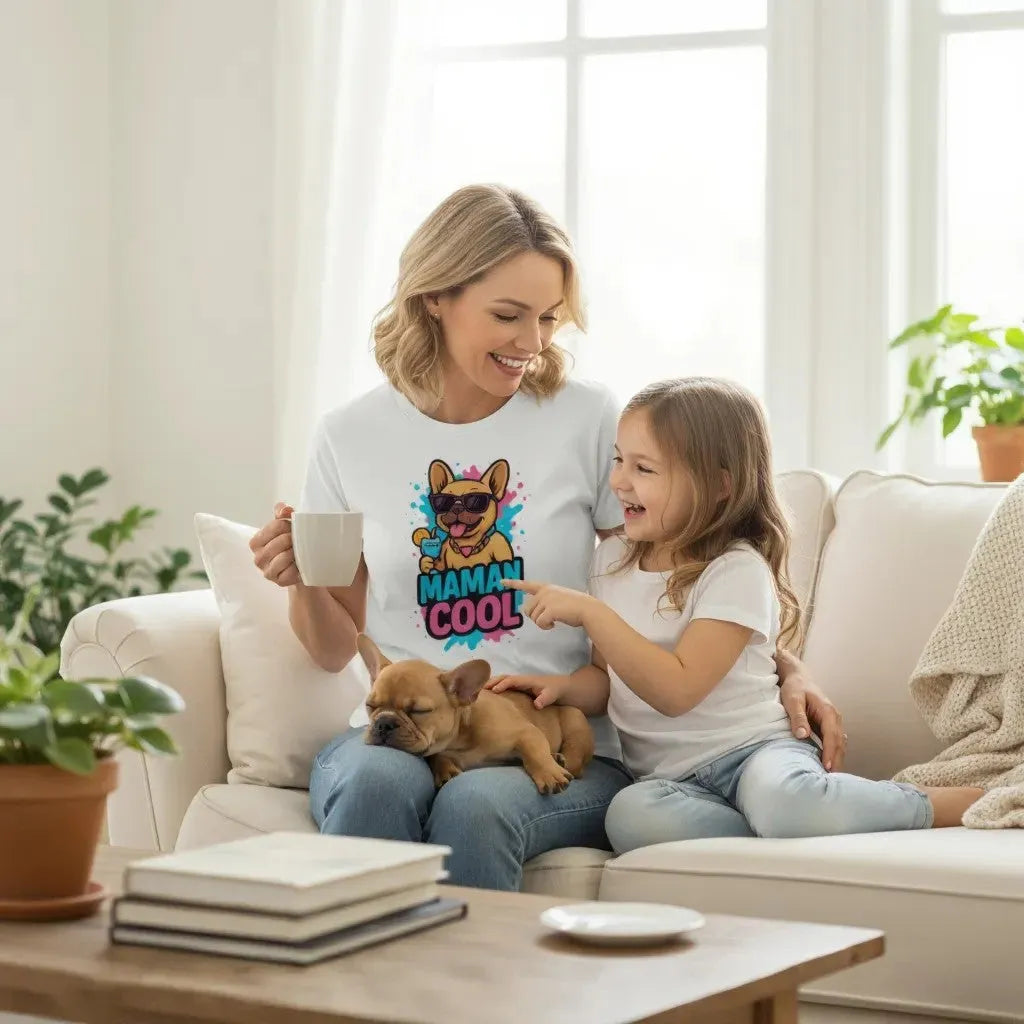 T-shirt Bouledogue Français “Maman Cool” – Le Cadeau Parfait Pour les Amoureuses de Frenchies