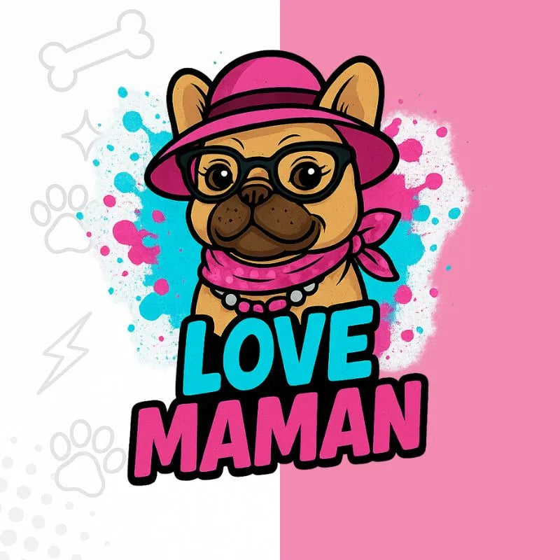 T-shirt Bouledogue Français Love Maman – Cadeau original