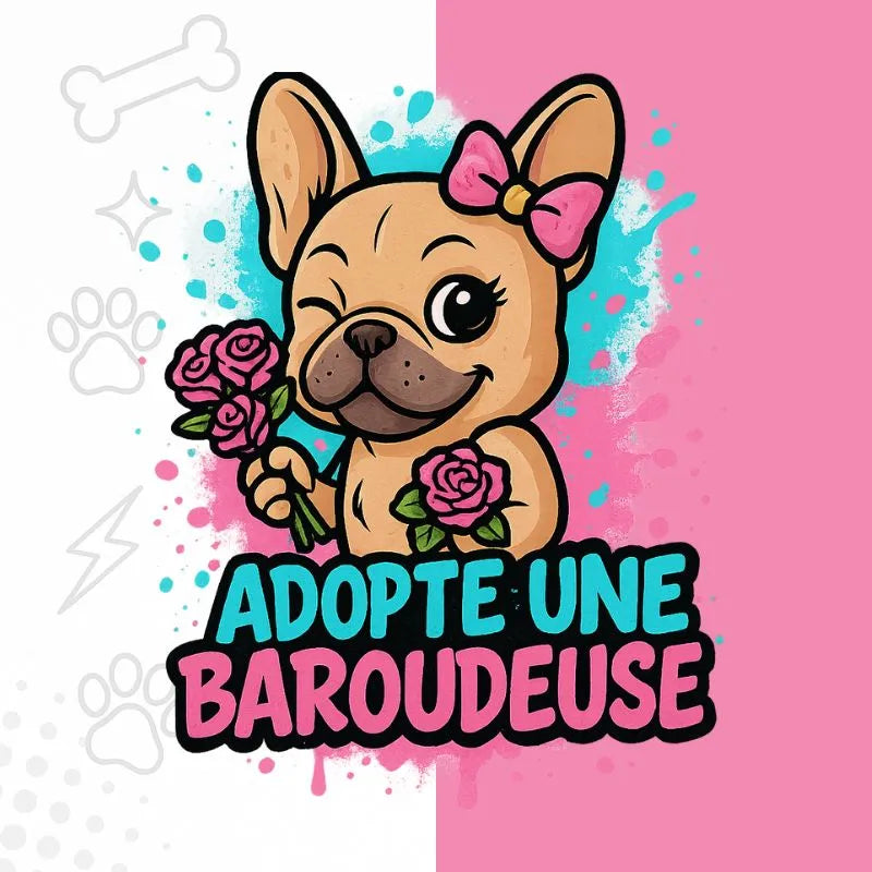 T-shirt Bouledogue Français Adopte une Baroudeuse – Cadeau original